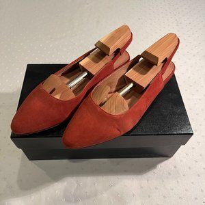 Madewell Margot Slingback Flat in Suede (Burnt Orange/Rust)